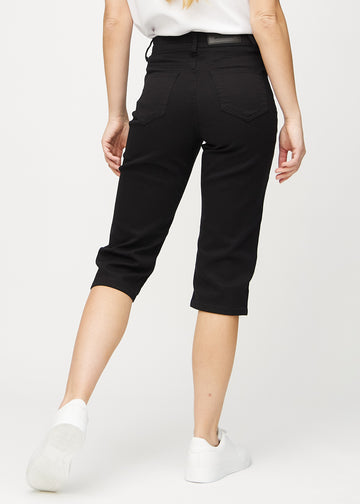 Schwarze regular Capris von hinten gesehen, sodass man das gesamte Produkt sehen kann.