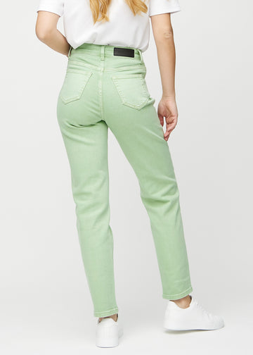 Hellgrüne regular jeans von hinten gesehen, sodass man das gesamte Produkt sehen kann.
